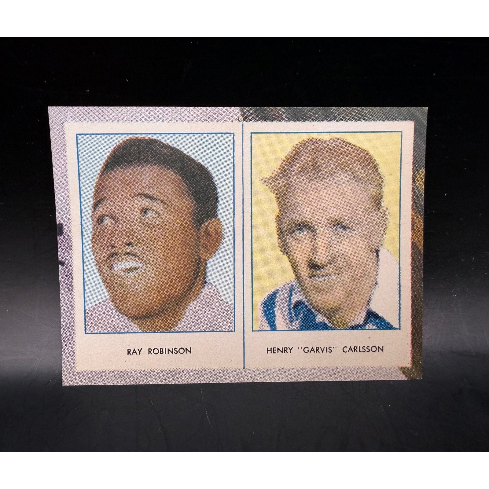 RARE 1957 Swedish Rekord Journal Sugar Ray Robinson Boxing Card Carlsson Champ