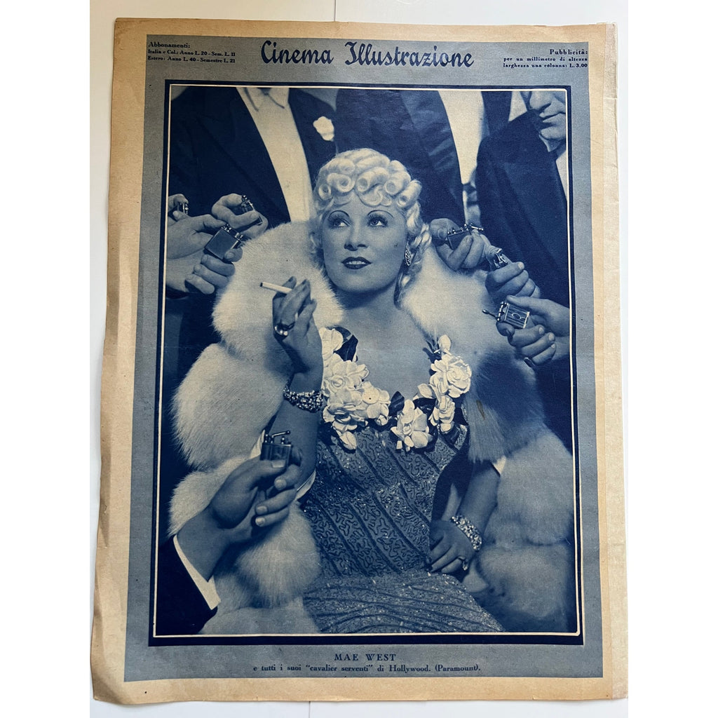 RARE Oversized Italian 1935 Carole Lombard Mae West Magazine Hollywood Glamour, Klondike Annie, My Little Chickadee, My Man Godfrey