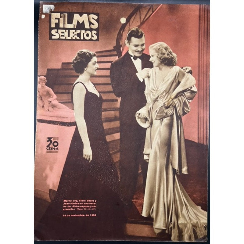RARE Spanish 1936 Clark Gable Loy Jean Harlow Magazine Wife Vs. Secretary Disney, Cagney