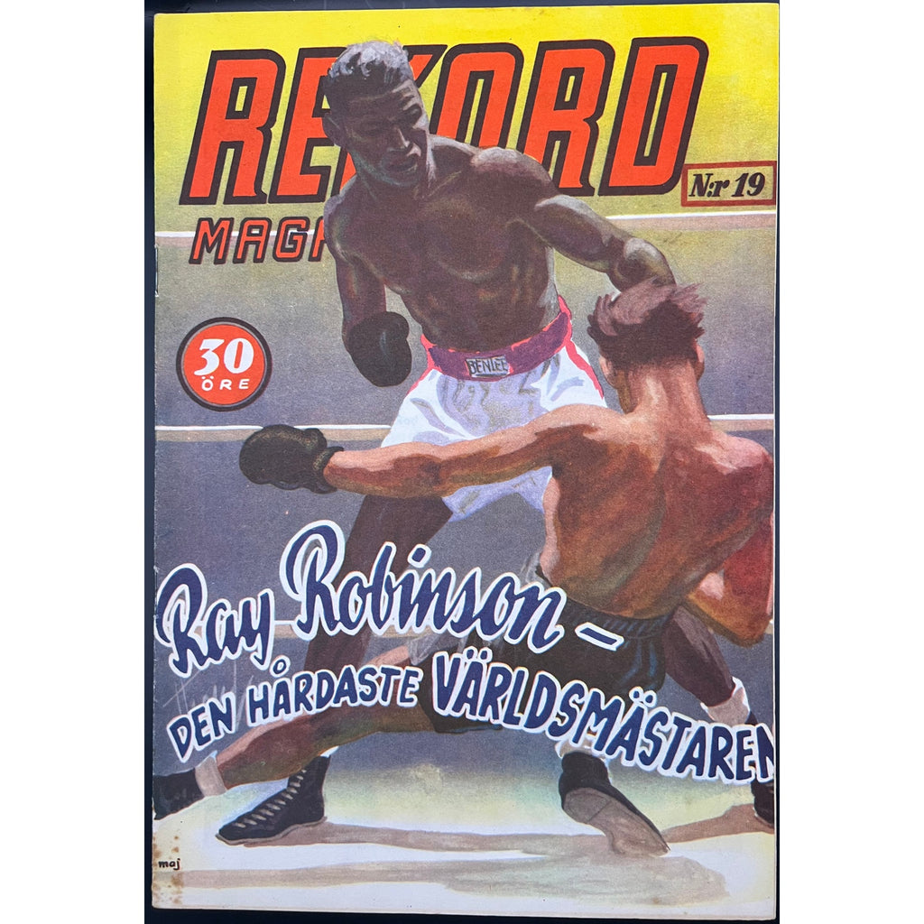 RARE 1948 Swedish Rekord Journal Sugar Ray Robinson Magazine Rookie Cover Boxing