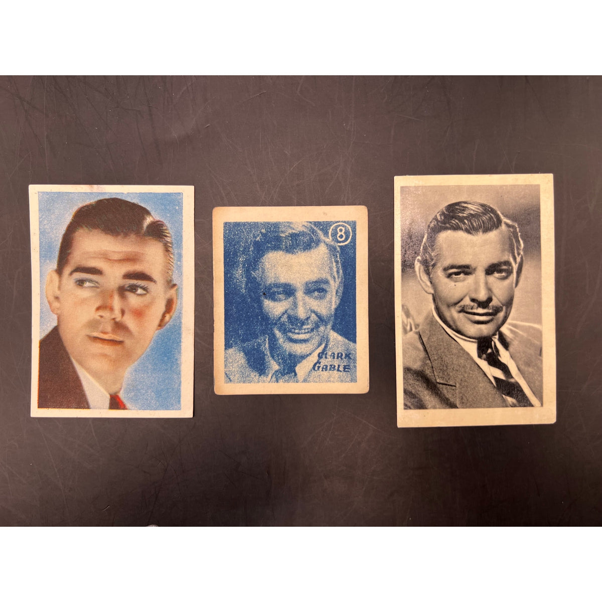 3 RARE 1930s 1940s Clark Gable Cards Gone with the Wind, Misfits, Saratoga, Mutiny on the Bounty, Happened One Night