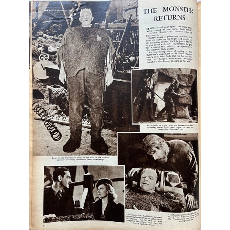 RARE UK 1938 Gary Cooper Magazine Film Weekly, The Cowboy and the Lady, Pride of the Yankees, Sergeant York, High Noon, Farewell to Arms
