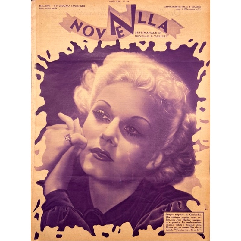 RARE Italian 1935 Jean Harlow Magazine, Wife vs. Secretary, Red Headed Woman, Platinum Blonde, Public Enemy, Red Dust, Saratoga