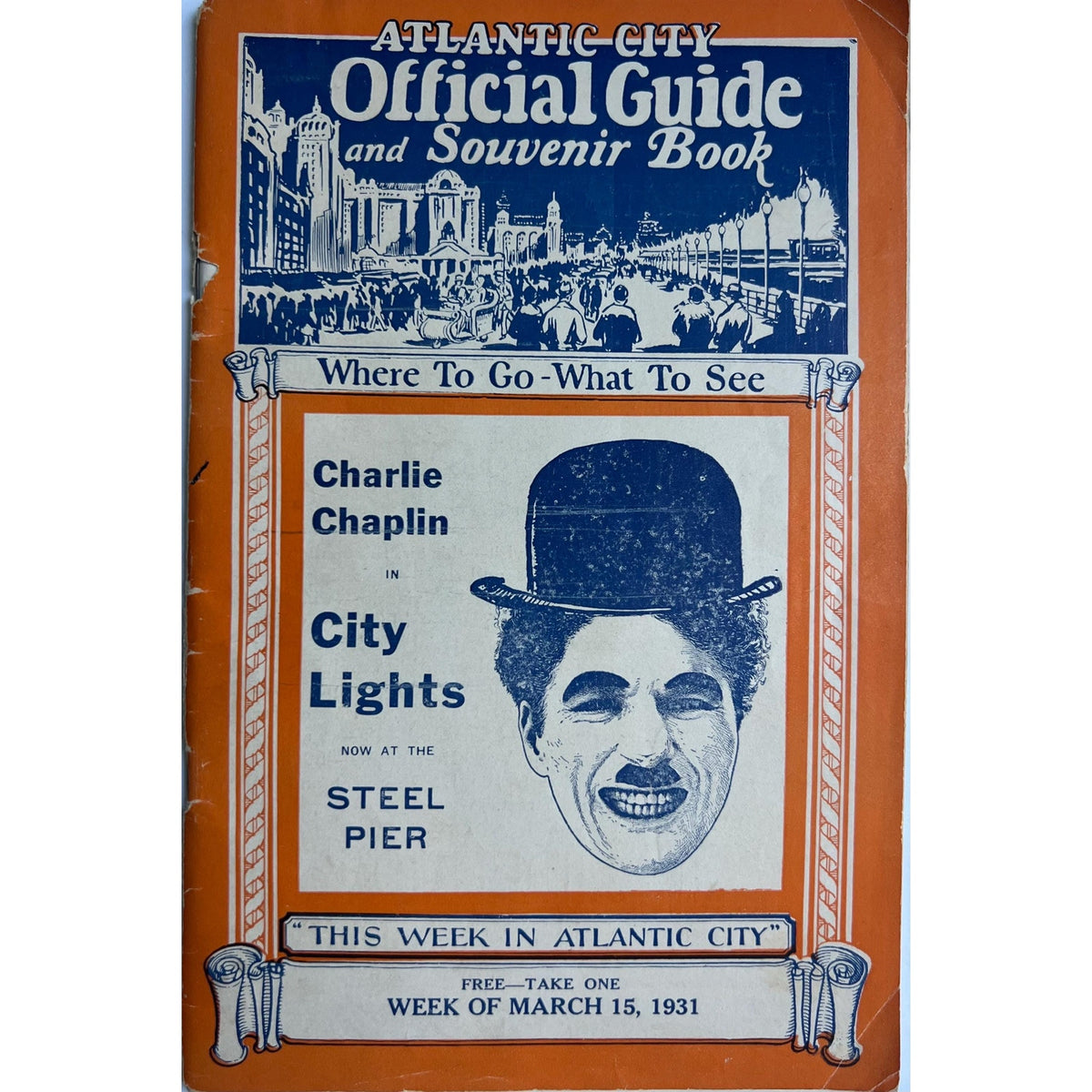 Original 1931 Atlantic City Souvenir Book Charlie Chaplin City Lights Charles Chaplin Little Tramp John Gilbert Barbara Stanwyck Clara Bow