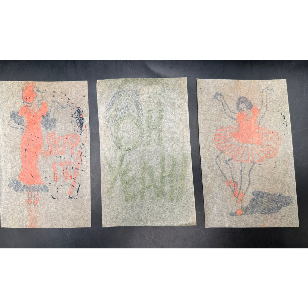 SUPER RARE 1934 - 3 Transfers Comic Bubble Gum Skip It, Oh Yeah, Ballerina