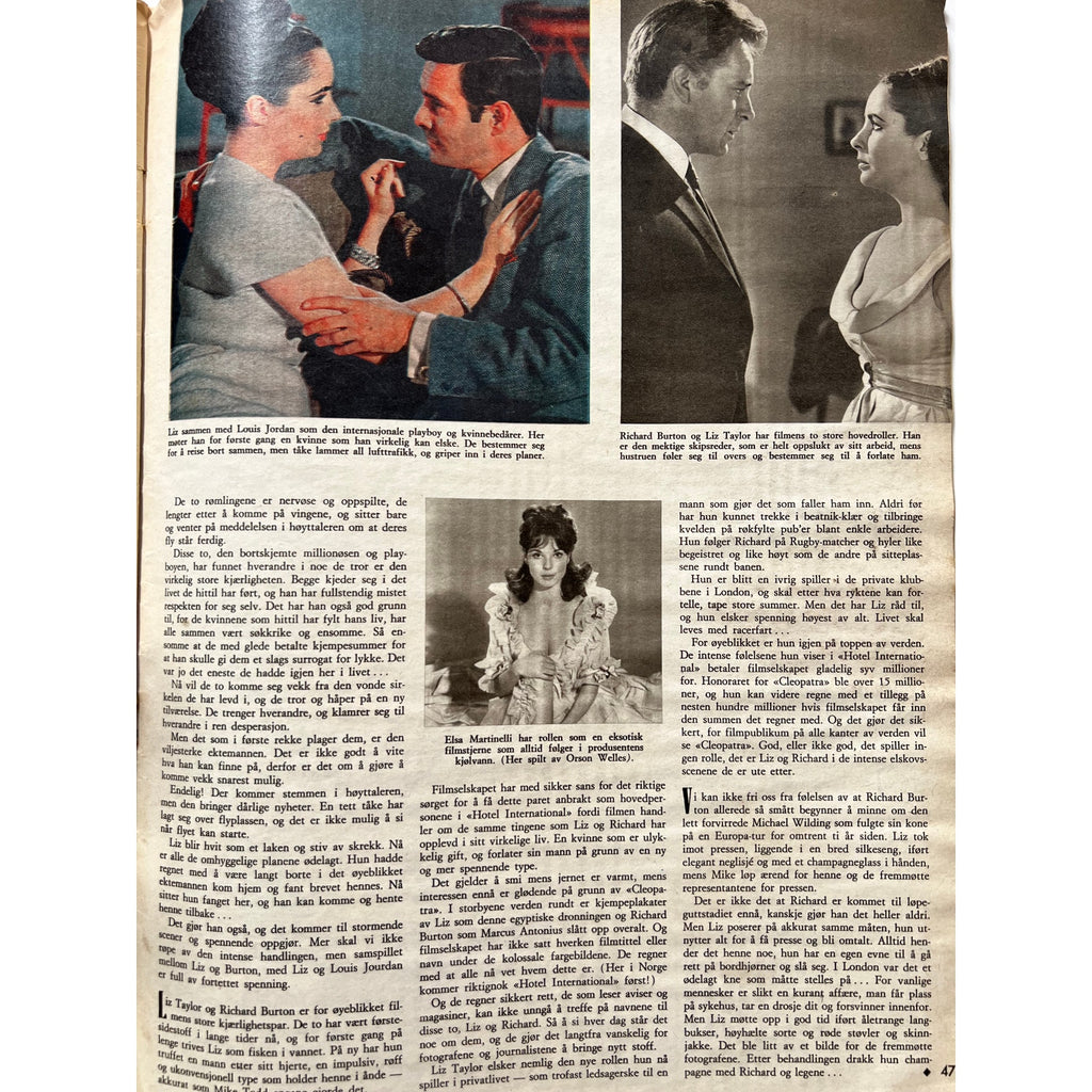 RARE 1963 Norwegian Elizabeth Taylor Magazine Cleopatra, National Velvet, Cat on a Hot Tin Roof, Virginia Wolf, Taming of the Shrew