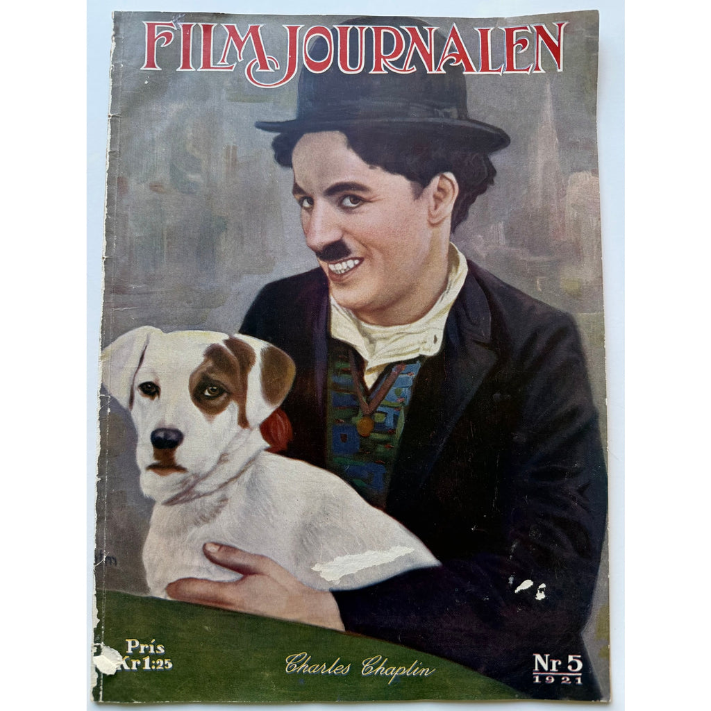 RARE 1921 Swedish Charlie Chaplin Magazine Film Journalen A Dog's Life Charles Chaplin, City Lights, Modern Times, Gold Rush, The Kid
