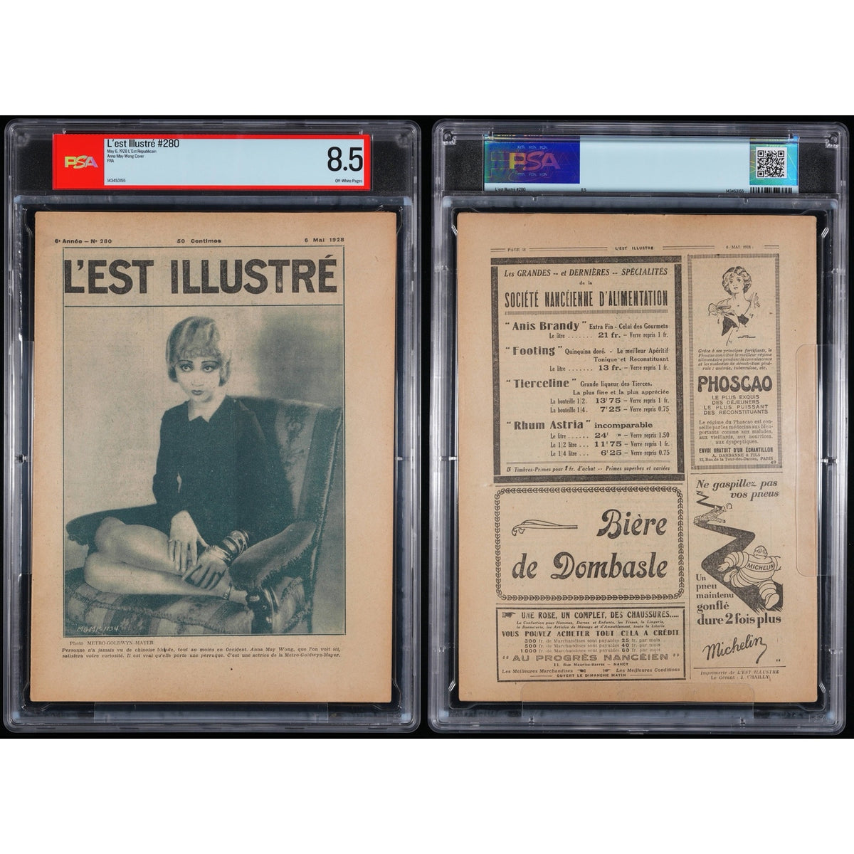 RARE 1928 Anna May Wong Magazine PSA 8.5, L'EST Illustre' Piccadilly, Thief of Bagdad, Shanghai Express Hollywood High End!
