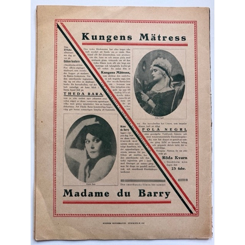 Very Rare Swedish 1920 Charlie Chaplin Magazine Theda Bara Charles Chaplin Tramp, The Kid, Gold Rush, Cleopatra, Salome, City Lights