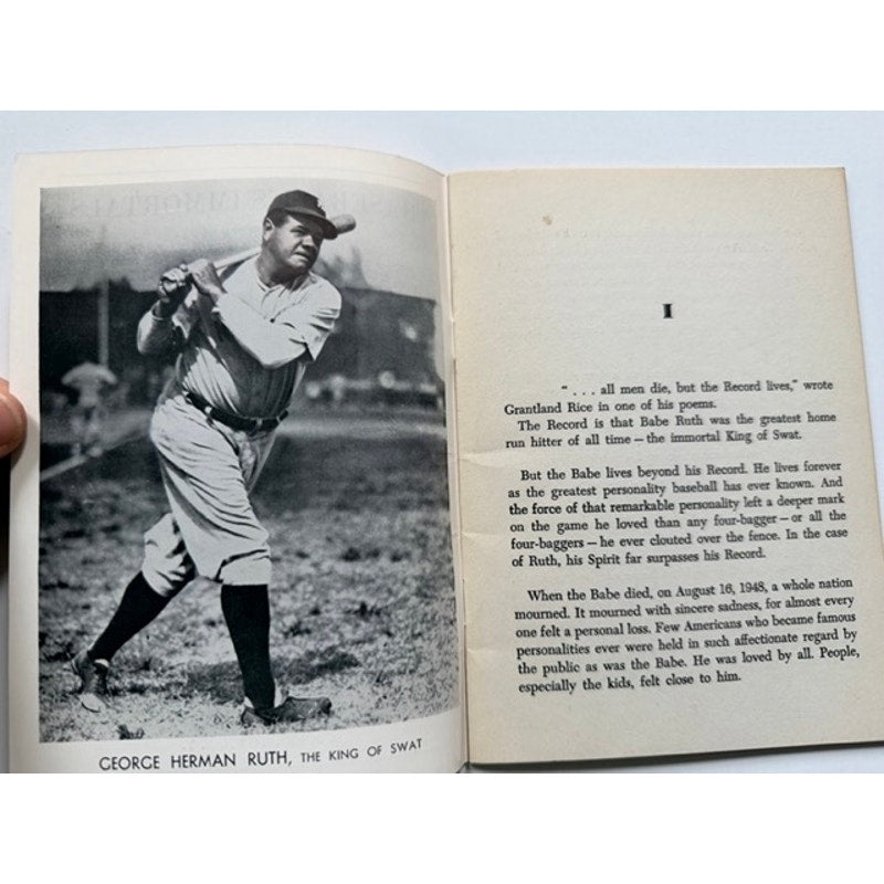 RARE 1953 Baseball's Immortals Babe Ruth Booklet Hall of Fame New York Yankees, Bambino, Sultan of Swat, Boston Red Sox, Brooklyn Dodgers