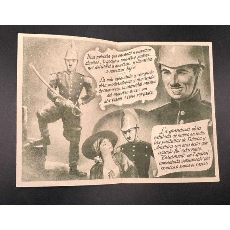 Spanish Charlie Chaplin Movie Herald Handbill A Burlesque on Carmen Hollywood, Charles Chaplin, Modern Times, City Lights, Gold Rush