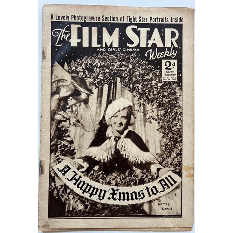 SUPER RARE 1932 UK Bette Davis Magazine First Cover! Film Star Girls' Cinema, All About Eve, Hollywood, Petrified Forest, Happened Baby Jane