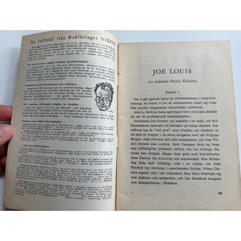 RARE Swedish 1953 Joe Louis Booklet Biography Sports Stars Magazine Brown Bomber, Heavyweight Champion, Boxing Legend