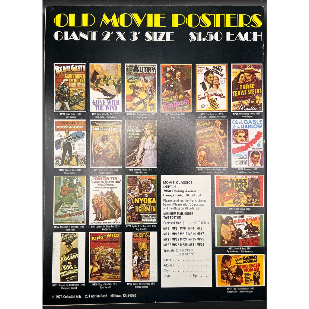 1973 Movie Classics Rudolph Valentino Magazine Marilyn Monroe, Clark Gable, Humphrey Bogart The Sheik Blood and Sand