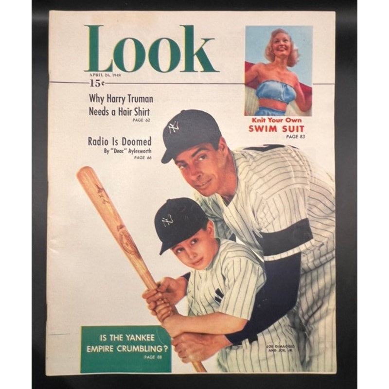 1949 Look Magazine Joe DiMaggio and Son New York Yankees Baseball Newsstand MINT, Yankee Clipper, MLB, HOF