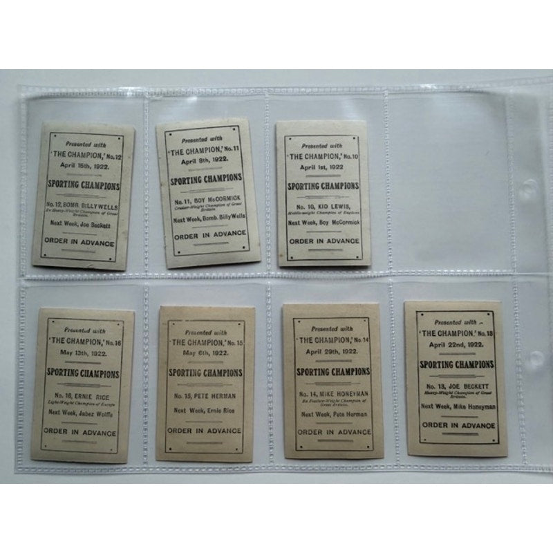 1922 Sporting Champions 30 Card Set Boxing, Horse Racing, Football Benny Leonard, Battling Siki, Kid Lewis