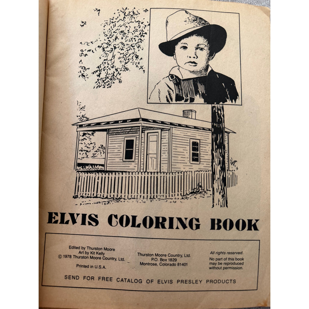 Scare 1978 Elvis Presley Coloring Book Thurston Moore Graceland, The King, TCB, King Creole, Jailhouse Rock, Suspicious Minds, Rockabilly