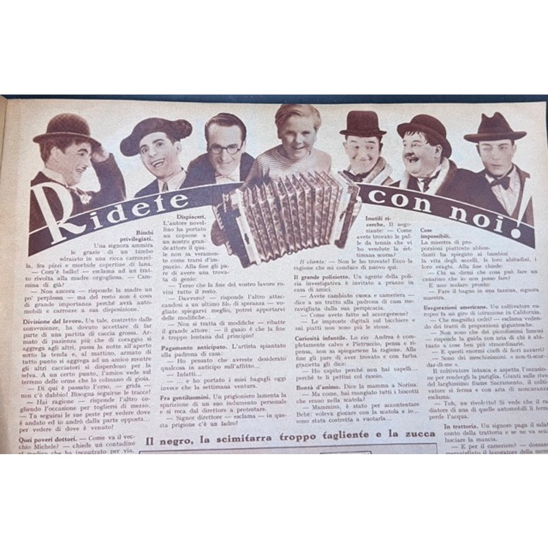 RARE 1935 Italian Laurel and Hardy Magazine Stan Laurel Oliver Hardy, Charlie Chaplin, The Little Rascals, Hollywood, Swiss Miss