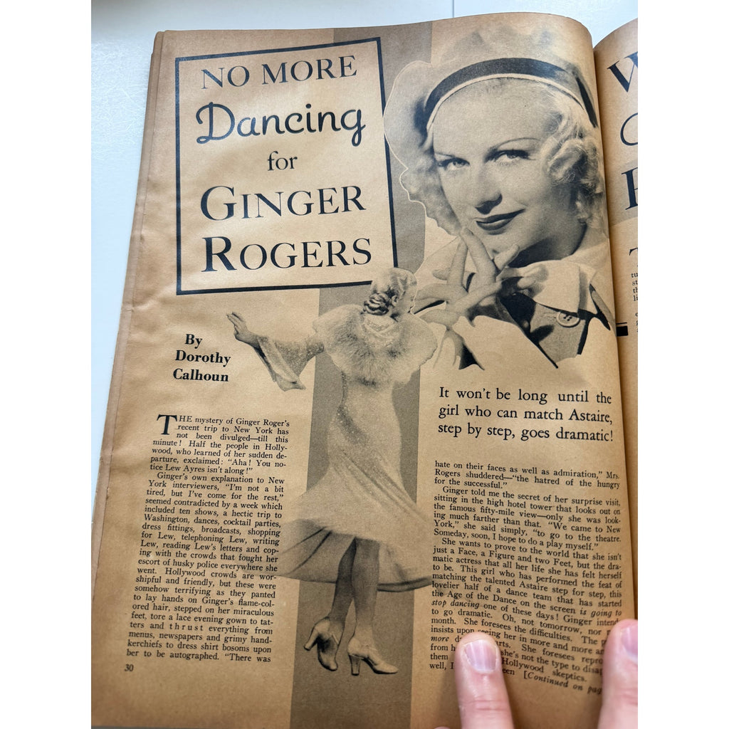 RARE 1936 Jean Harlow Magazine Red Dust, Public Enemy, Dinner at Eight Riff Raff
