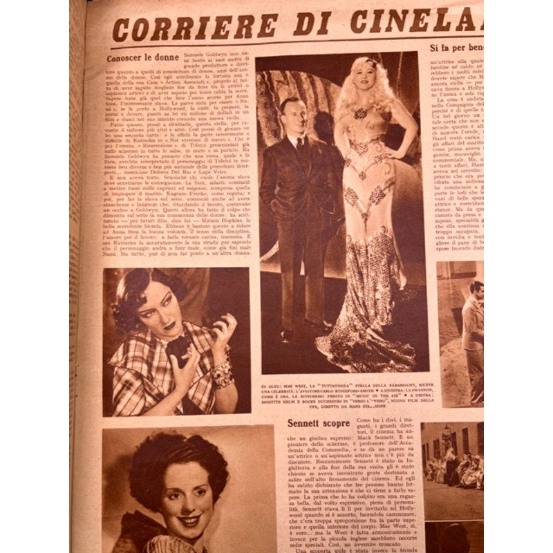 RARE Italian 1934 Gloria Swanson, Marion Davis, Jean Harlow Magazine, Hollywood, Connie Bennett, Sunset Boulevard, Dinner at Eight, Sartoga