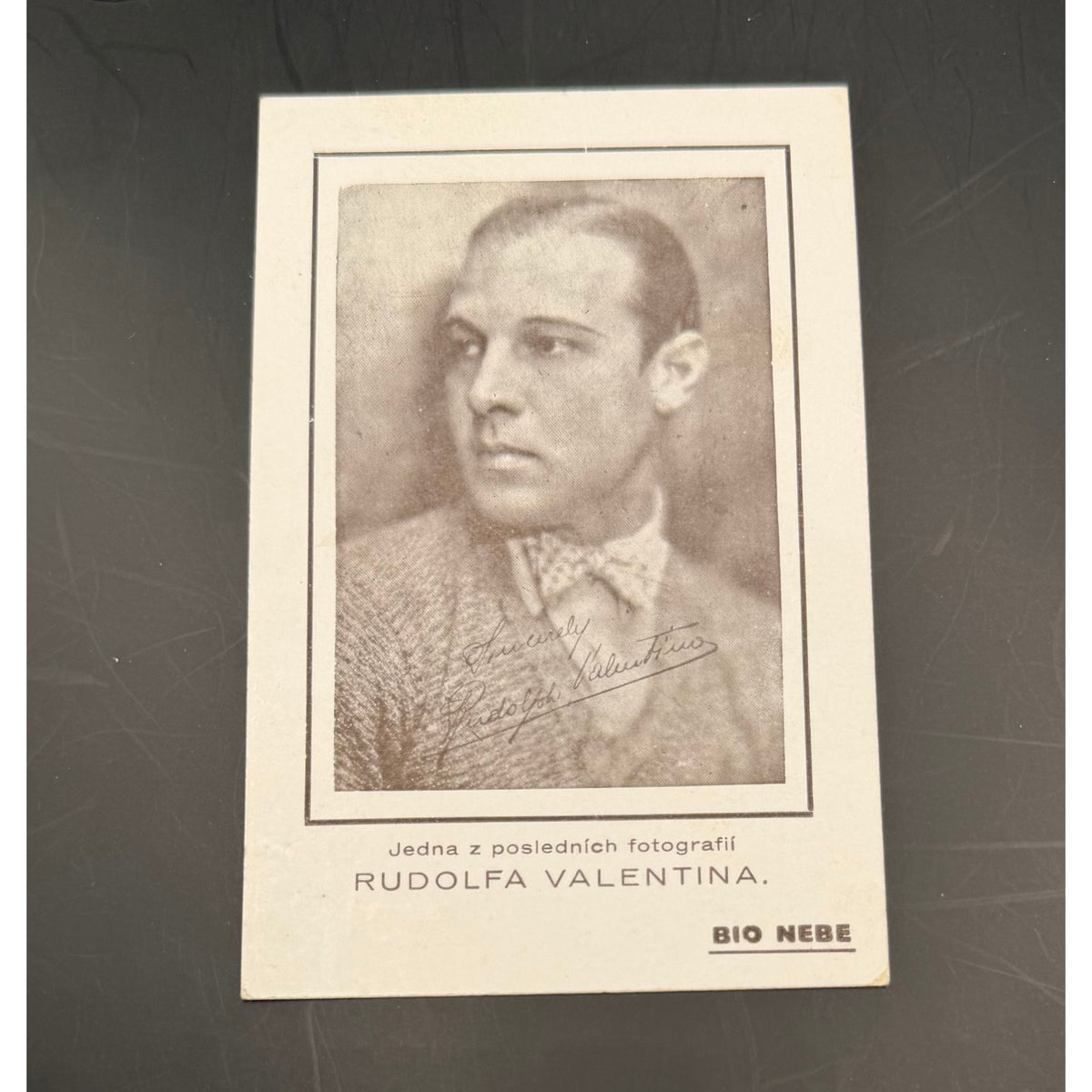 SCARCE Czech 1920s Rudolph Valentino Theater Promo Card Waxman Son of the Sheik, Blood and Sand, The Sheik, Cobra, Sainted Devil, Eagle