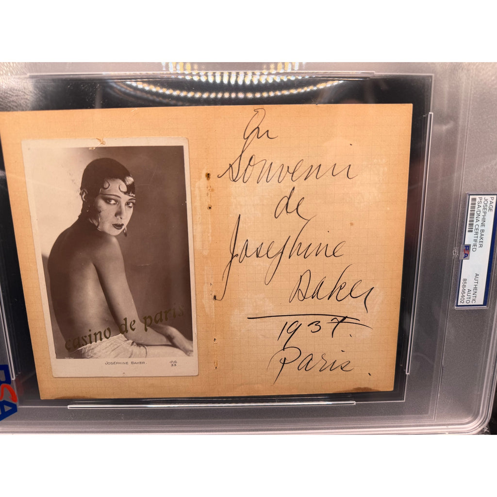 RARE Paris 1934 Josephine Baker Autograph Signed PSA Folies Bergere, Danse Sauvage, Casino De Paris, Black Pearl, Black Venus