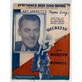 1935 Jean Harlow Reckless Sheet Music William Powell, Red Dust, Dinner at Eight