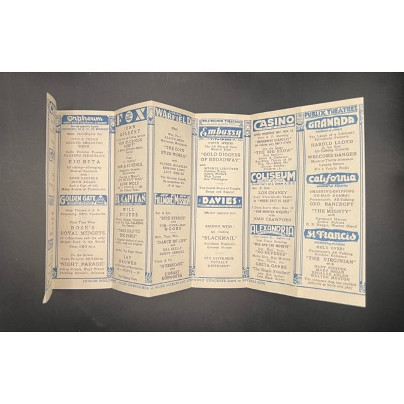 Rare 1929 Harold Lloyd Amusement Guide San Francisco, Welcome Danger, Silent Films, Safety Last, Lon Chaney, Mae West, Will Rogers