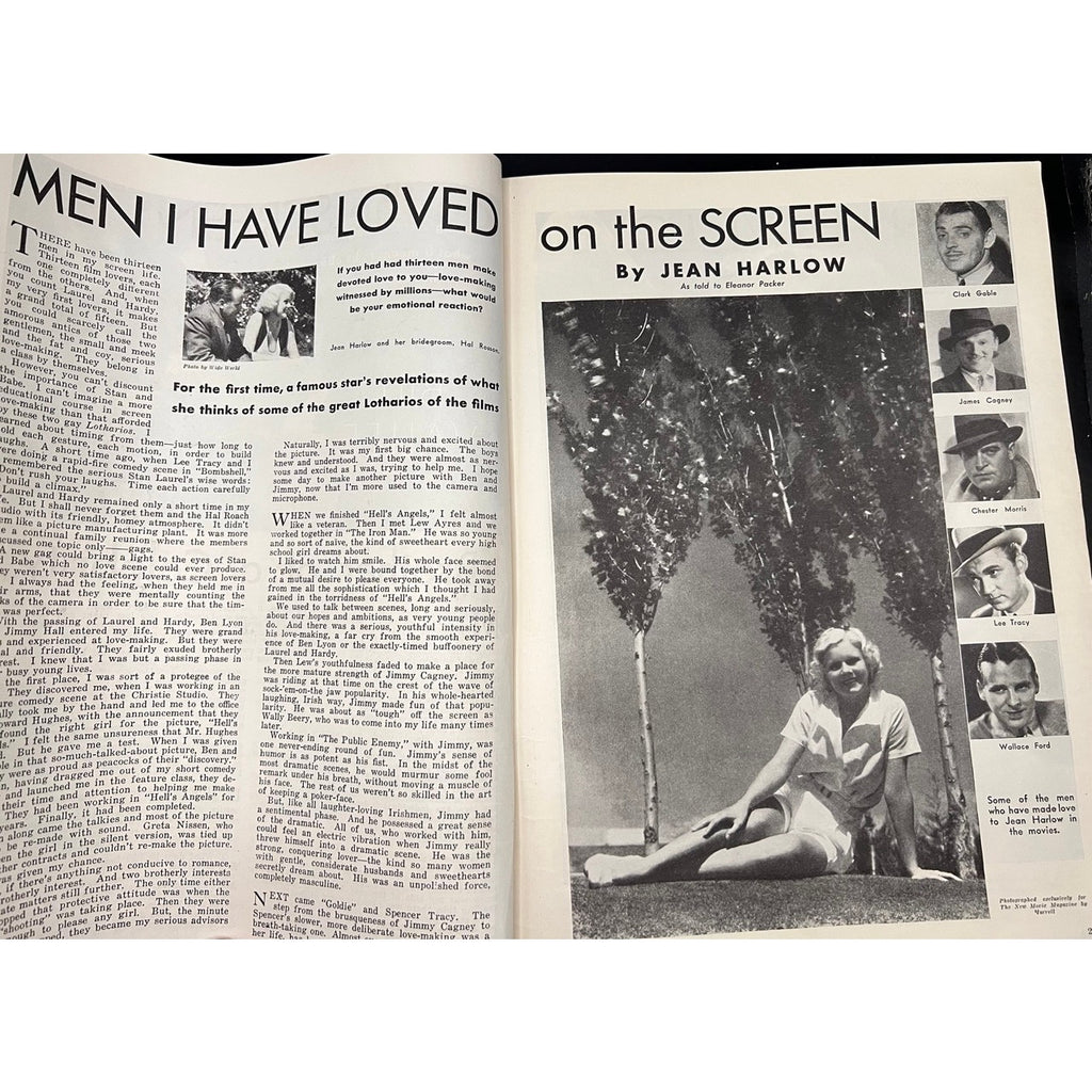 1934 New Movie Mae West Magazine Hollywood Jean Harlow Dinner at Eight Film, Klondike Annienner at Eight Film