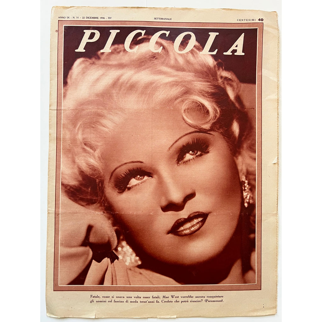 Gorgeous Italian 1936 Barbara Stanwyck Mae West Magazine My Little Chickadee, Double Indemity, Klondike Annie, Hollywood, Baby Face