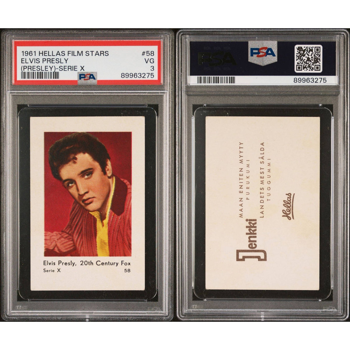 1961 Hellas Film Stars Elvis Presley PSA 3 Only 3 Graded, King, TCB, Elvis Card, Jailhouse Rock, Graceland, Suspicious Minds, King Creole