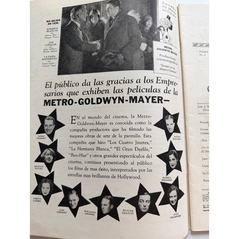 RARE 1929 Spanish Joan Crawford Magazine Cinelandia Fairbanks, Bow, Swanson, Grand Hotel, Sadie McKee, Mildred Pierce, Rain, Today We Live