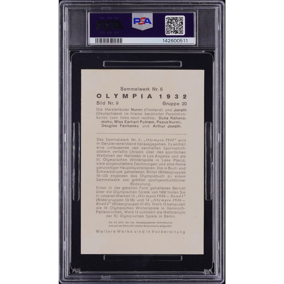 1936 Reemtsma Olympia Douglas Fairbanks Amelia Earhart PSA 2 Aviation Bild Nr 9