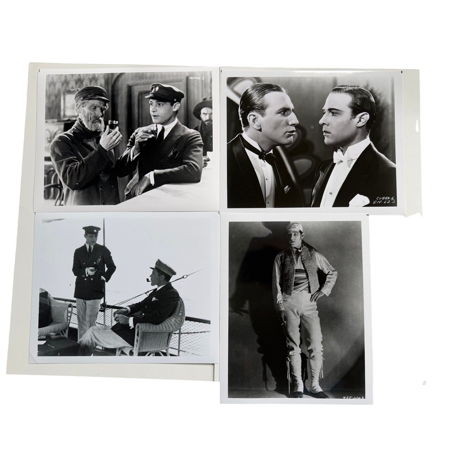 4 8x10 Rudolph Valentino Photos Blood and Sand, Moran of the Lady Letty, Cobra, Sheik, Four Horsemen of the Apocalypse, Sainted Devil, Eagle
