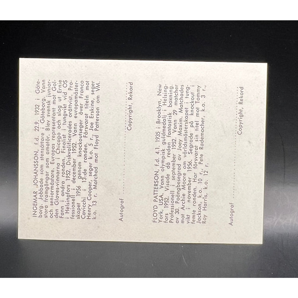 1959 Rekord Journal Ingemar Johansson Floyd Patterson Boxing Champs, Fighter