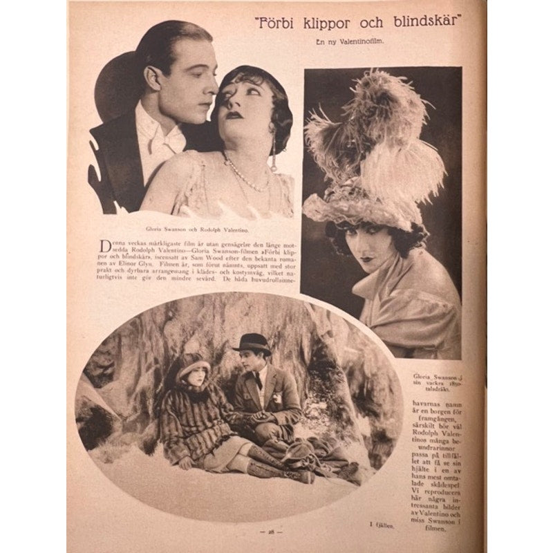 Rare 1923 Swedish Film Journalen Rudolph Valentino Magazine Gloria Swanson, Douglas Fairbanks, Wallace Reid, The Sheik, Beyond the Rocks