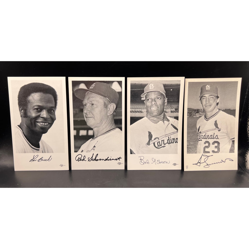 1970s St. Louis Cardinals Postcards Lou Brock, Bob Gibson, Ted Simmons, Red Schoendienst, HOF, Baseball, MLB