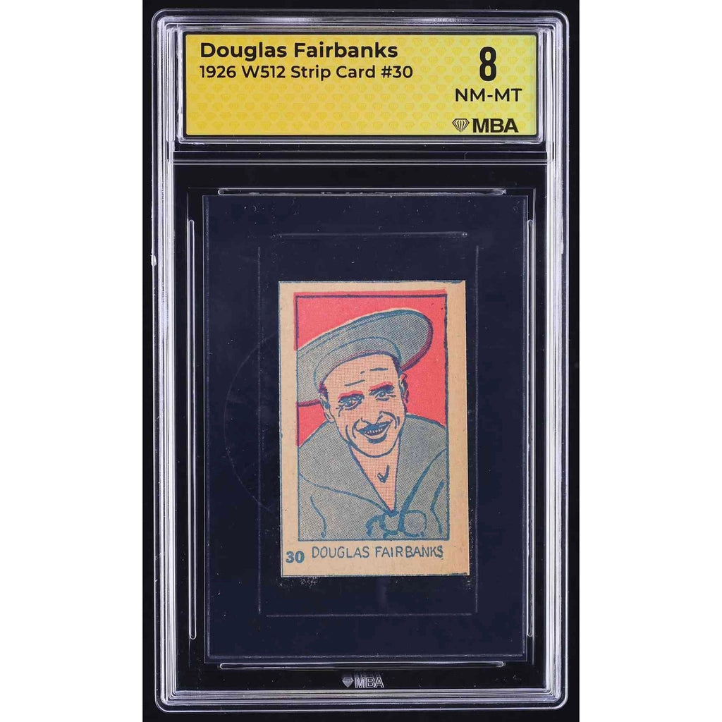 1926 W512 Douglas Fairbanks Strip Card MBA 8 NM-MT Thief of Bagdad, Mark of Zorro, Robin Hood, Three Musketeers, Swashbuckler