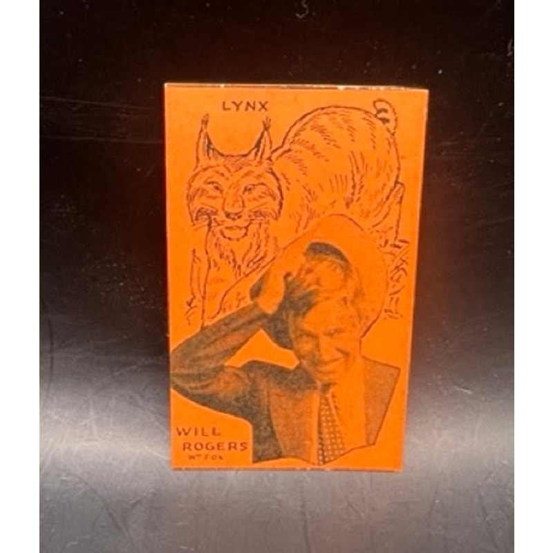 RARE 1928 Will Rogers Card Movie Stars and Animals Strip Cards Series Hollywood, Vaudeville, Oklahomas Favorite Son, Humorist