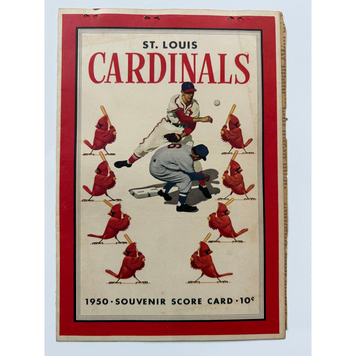 1950 St. Louis Cardinals Score Card Brooklyn Dodgers, Jackie Robinson, Stan Musial, Sportsman's Park, Roy Campanella