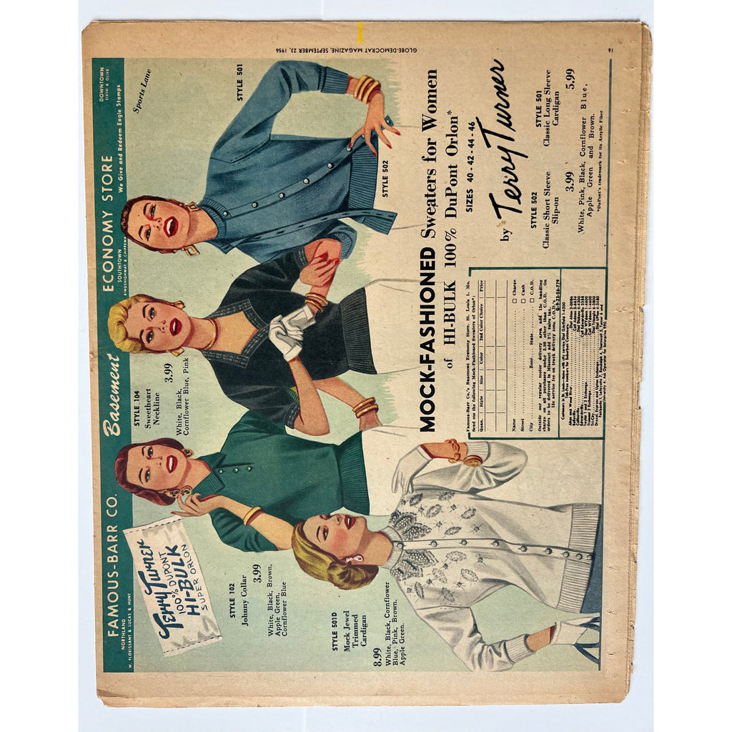 RARE St. Louis Globe-Democrat Magazine 1956 Stan Musial St. Louis Cardinals, Stan the Man, HOF, MLB, Baseball