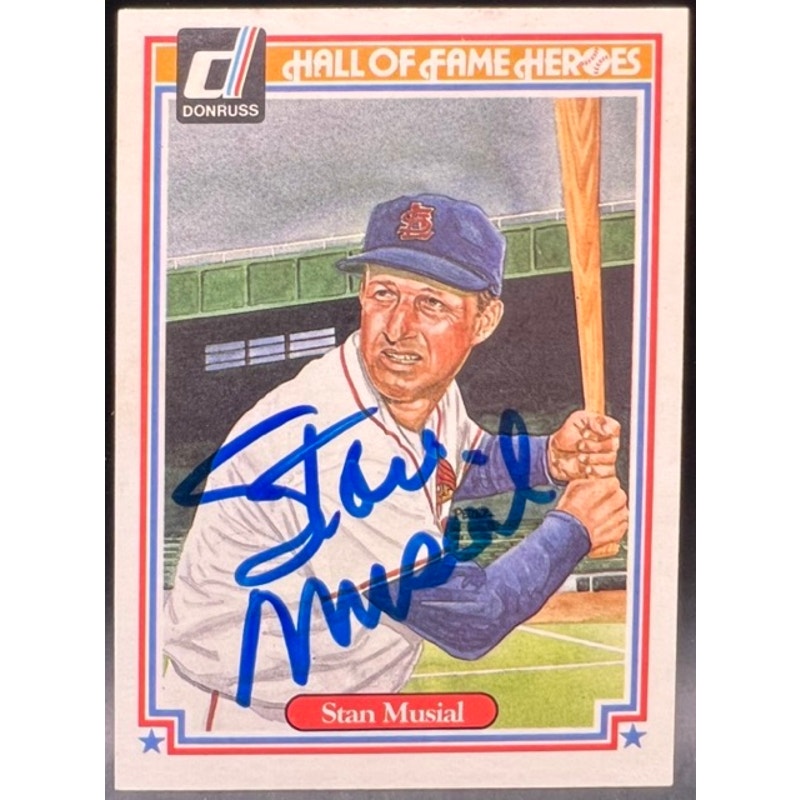 1983 Donruss Stan Musial Autographed Baseball Card Stan the Man Cardinals, MLB, St. Louis Cardinals