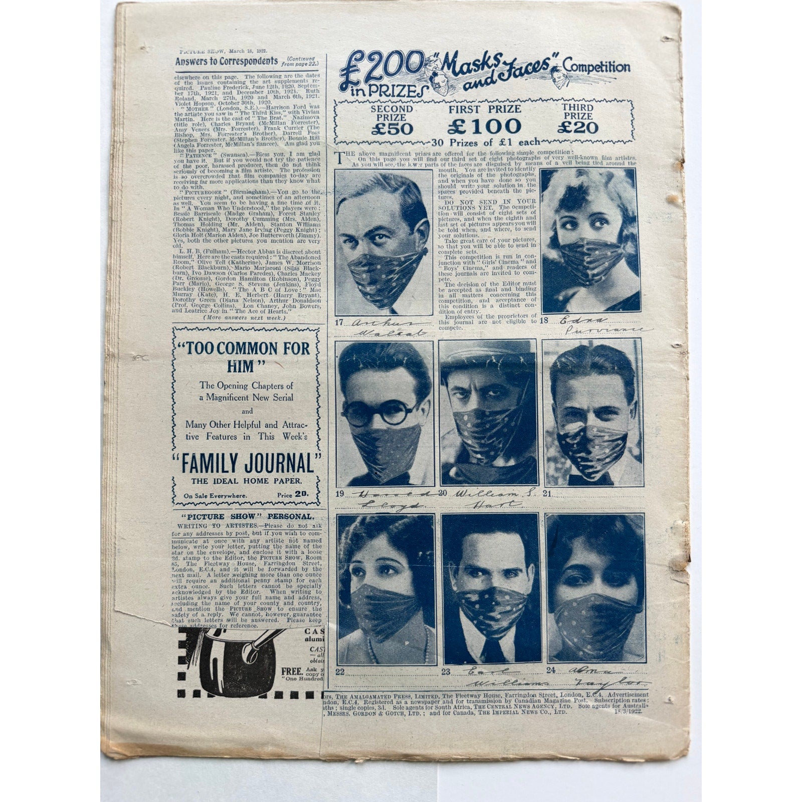 RARE UK Picture Show 1922 Charlie Chaplin City Lights Charles Chaplin, Gold Rush