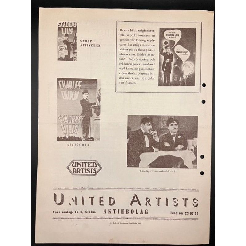 UBER RARE Swedish 1950 Charlie Chaplin Press Book City Lights Charles Chaplin, Hollywood, Promotional, Gold Rush, The Kid, Modern Times
