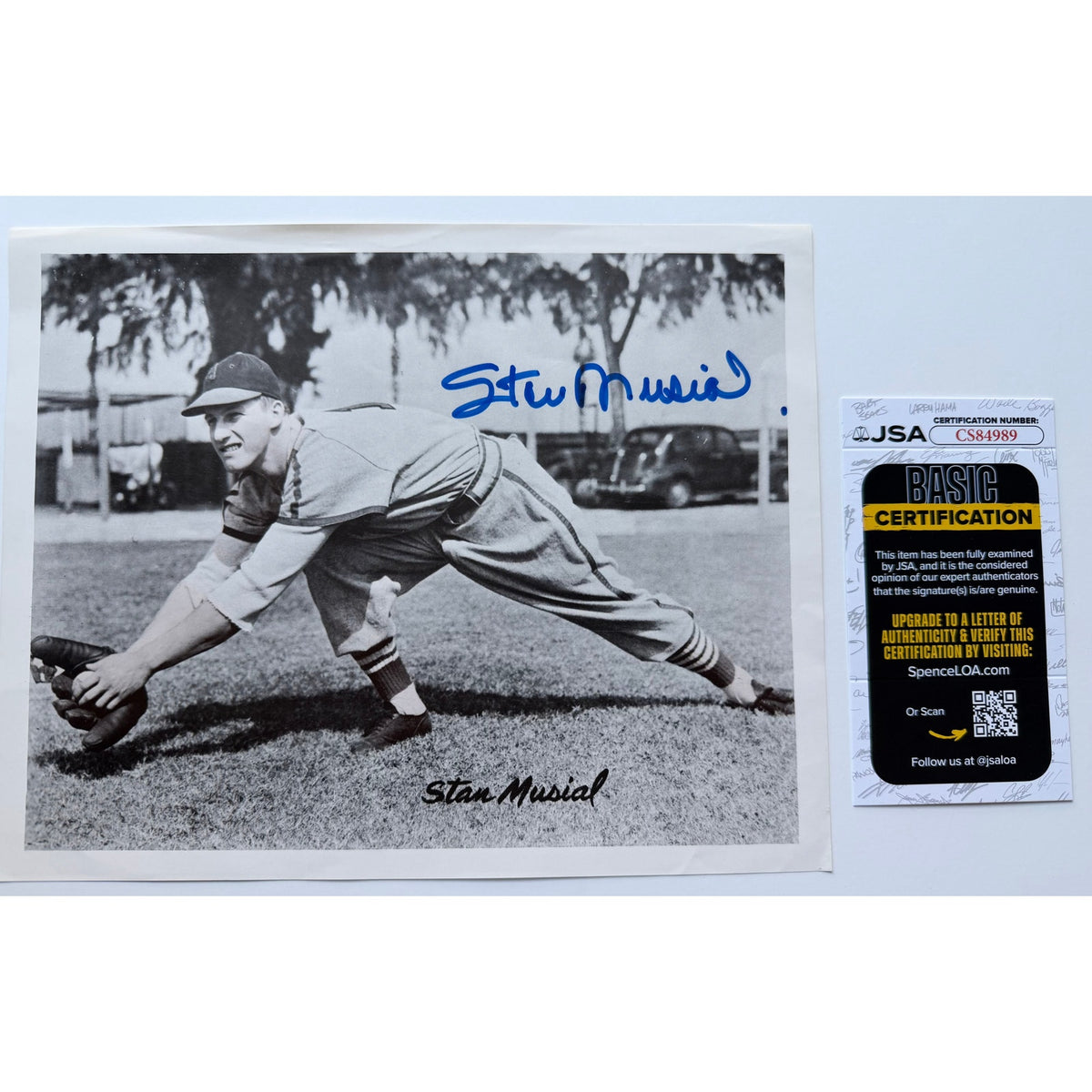 JSA Rookie Stan Musial Autographed Photo Musial Stan the Man St. Louis Cardinals, Homogenized Bond Bread Pose