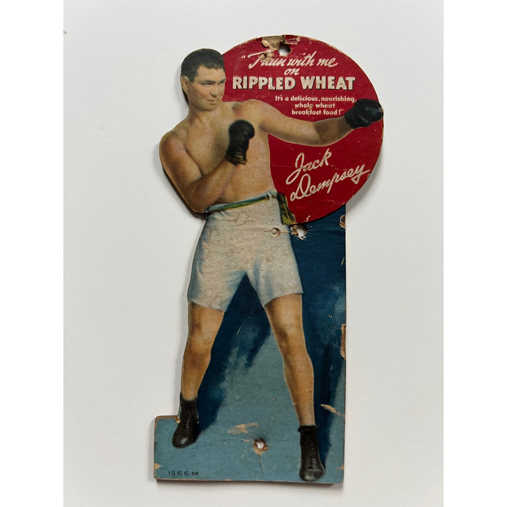 RARE 1930 Rippled Wheat Jack Dempsey Display Card Manassa Mauler, Heavyweight Champ, Boxing, Fighter