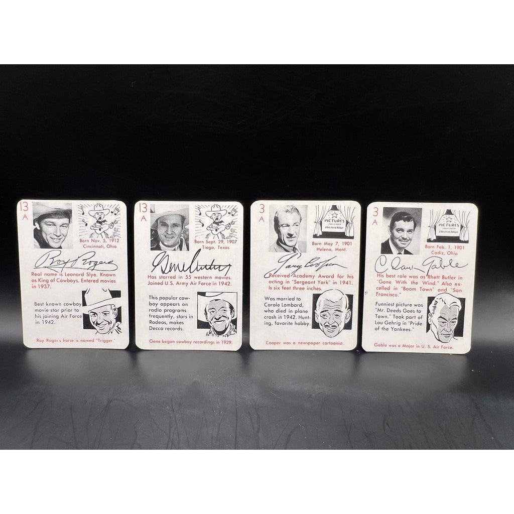 1945 Leister Autograph Game Clark Gable, Gary Cooper, Roy Rogers Gene Autry