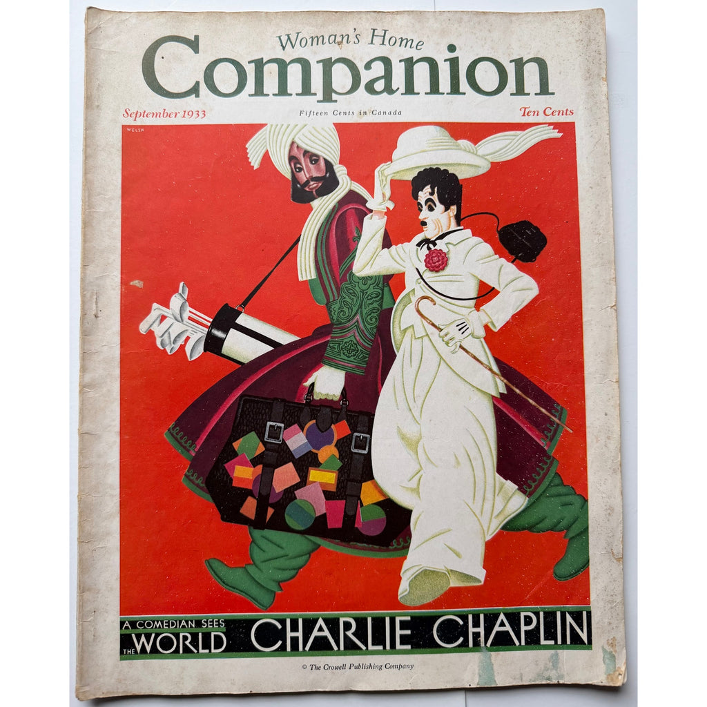 RARE 1933 Charlie Chaplin Magazine Women's Home Companion Charles Chaplin The Kid, Gold Rush, City Lights, Pay Day, A Dogs Life, The Pilgrim