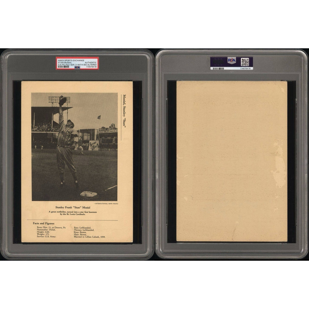 SUPER RARE 1946-49 W603 Sports Exchange Stan Musial Rookie PSA Just Graded, Only 6 Graded Stan the Man St. Louis Cardinals