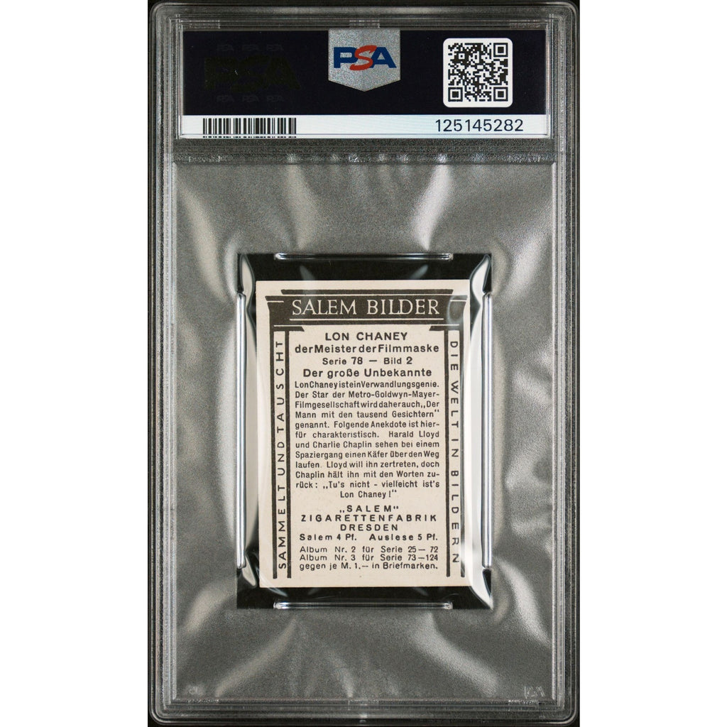 1928 Salem Cigarettes Lon Chaney PSA 6 EX-MT Phantom of the Opera, The Unknown, Hunchback of Notre Dame, London After Midnight